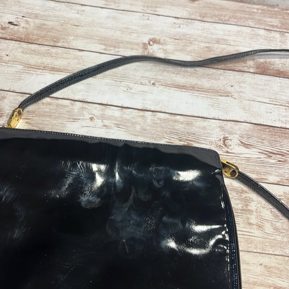 Ferragamo Salvatore Ferragamo Black Patent Leather Mini Shoulder Bag Clutch - Picture 15 of 16